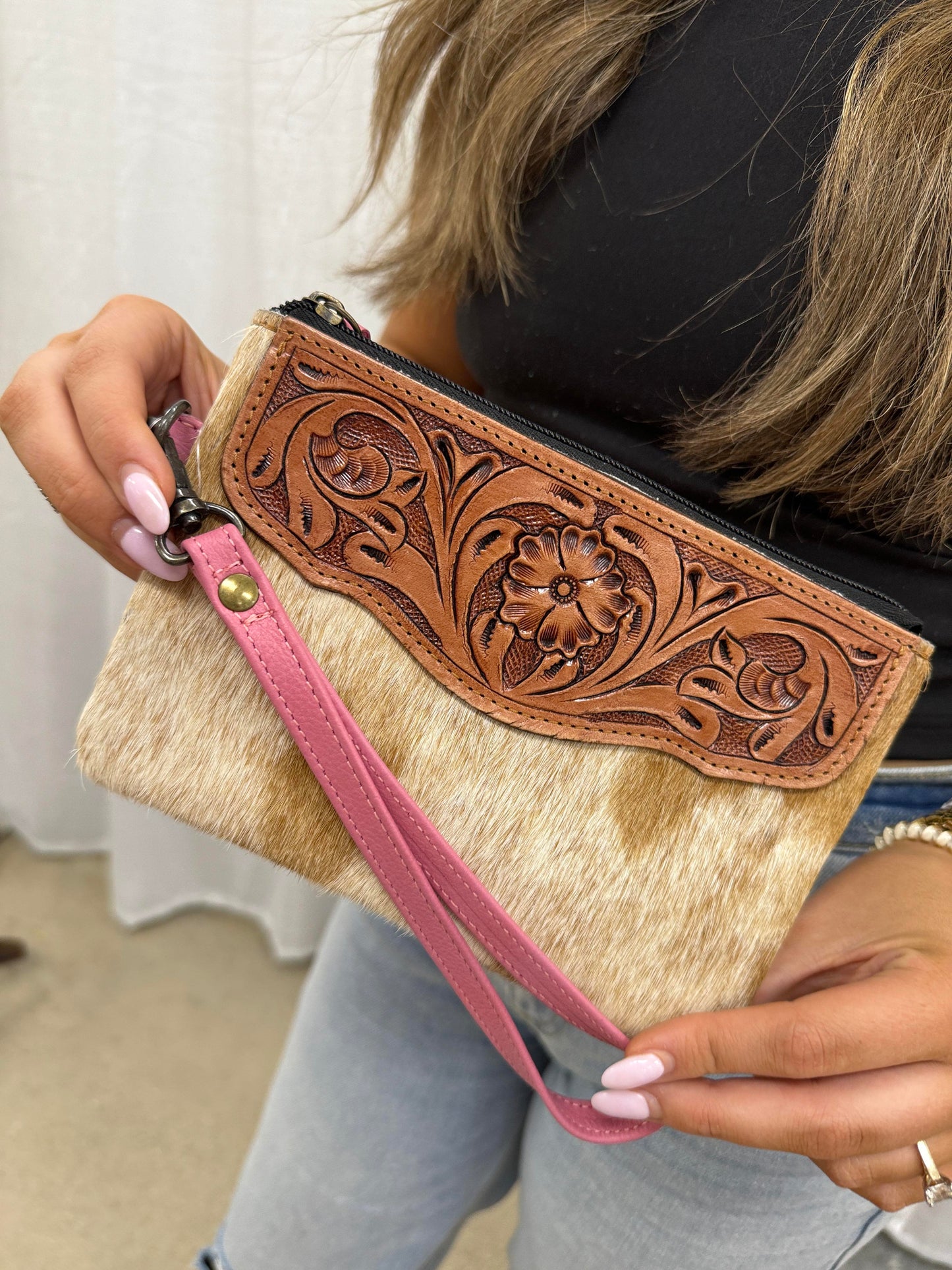 The Marsha Hair On Hide Wristlet