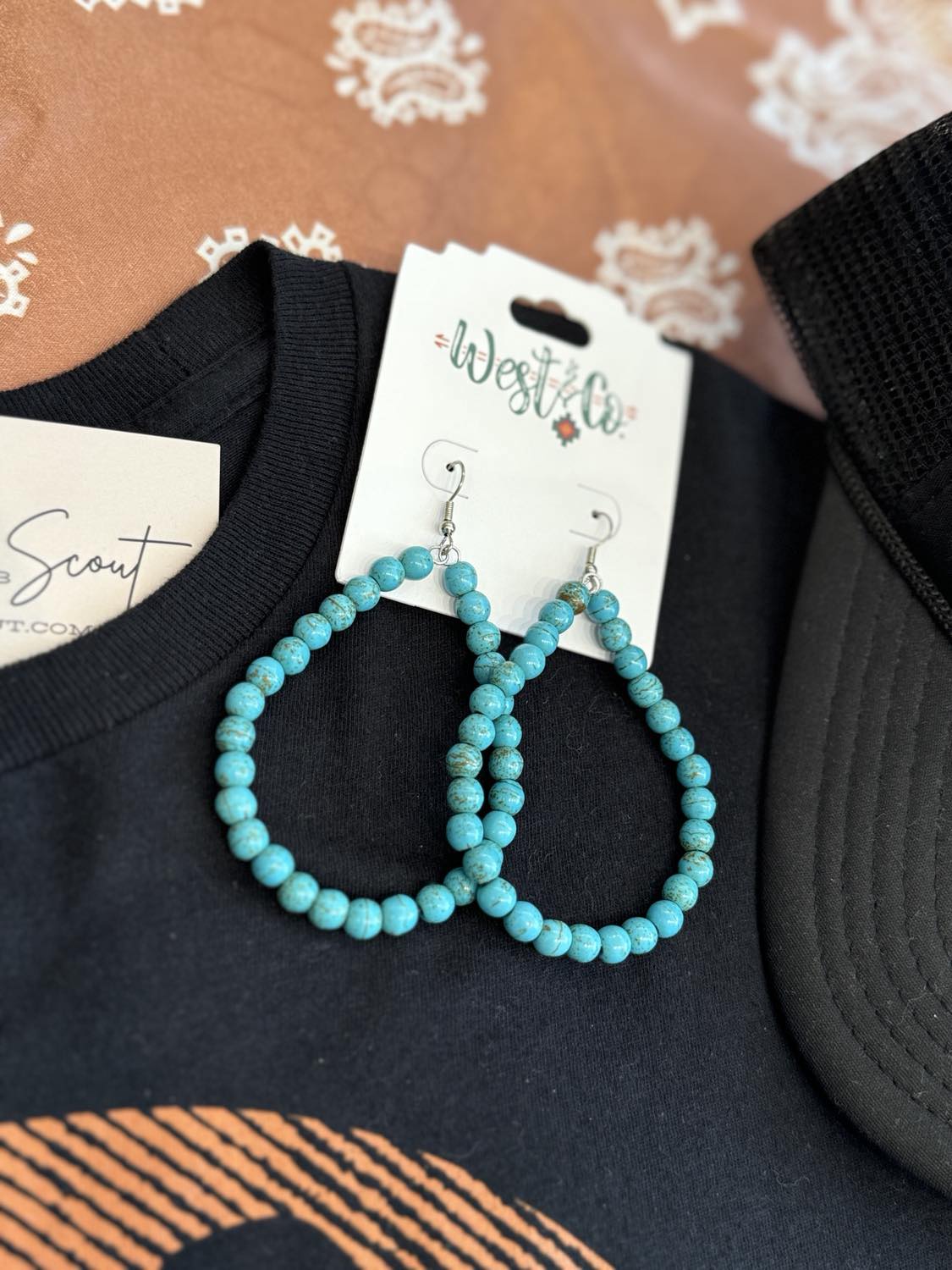 The Myra Turquoise Beaded Hoop Earrings