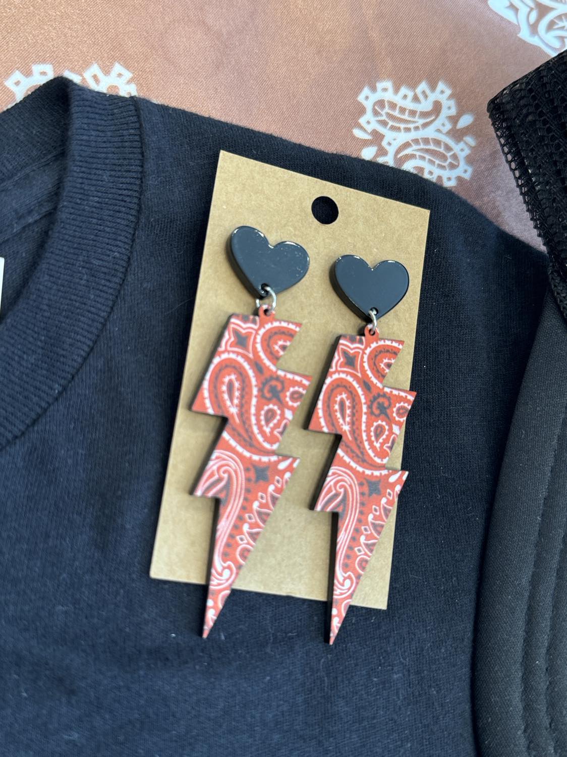 Paisley Lightning Bolt Earrings