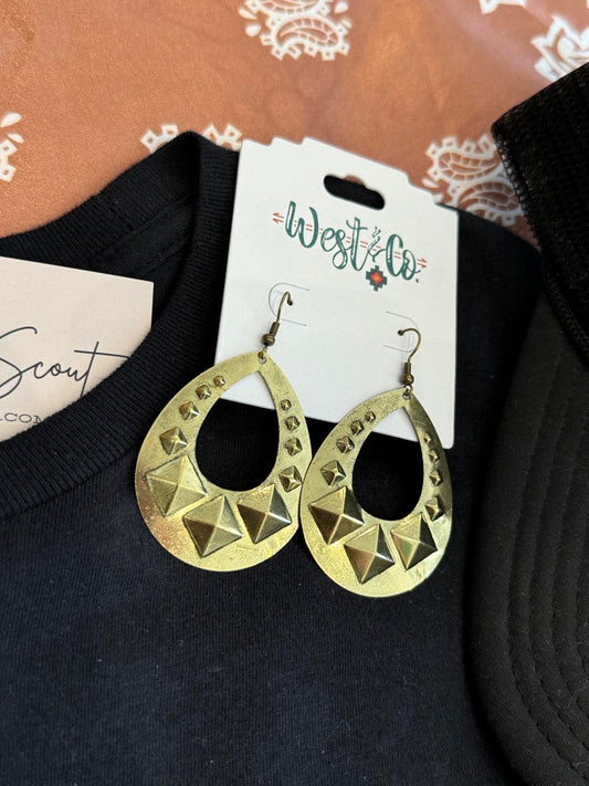 Studded Bronze Drop Earrings