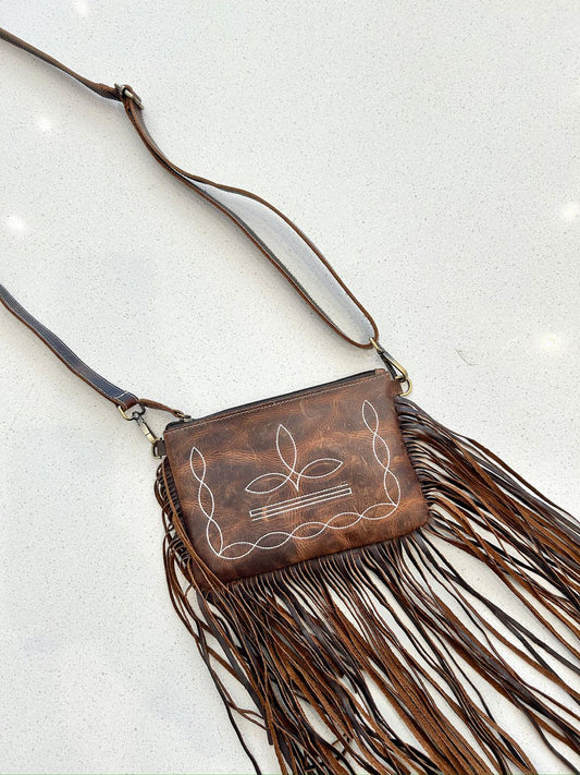 Boot Stitch Fringe Mini Purse