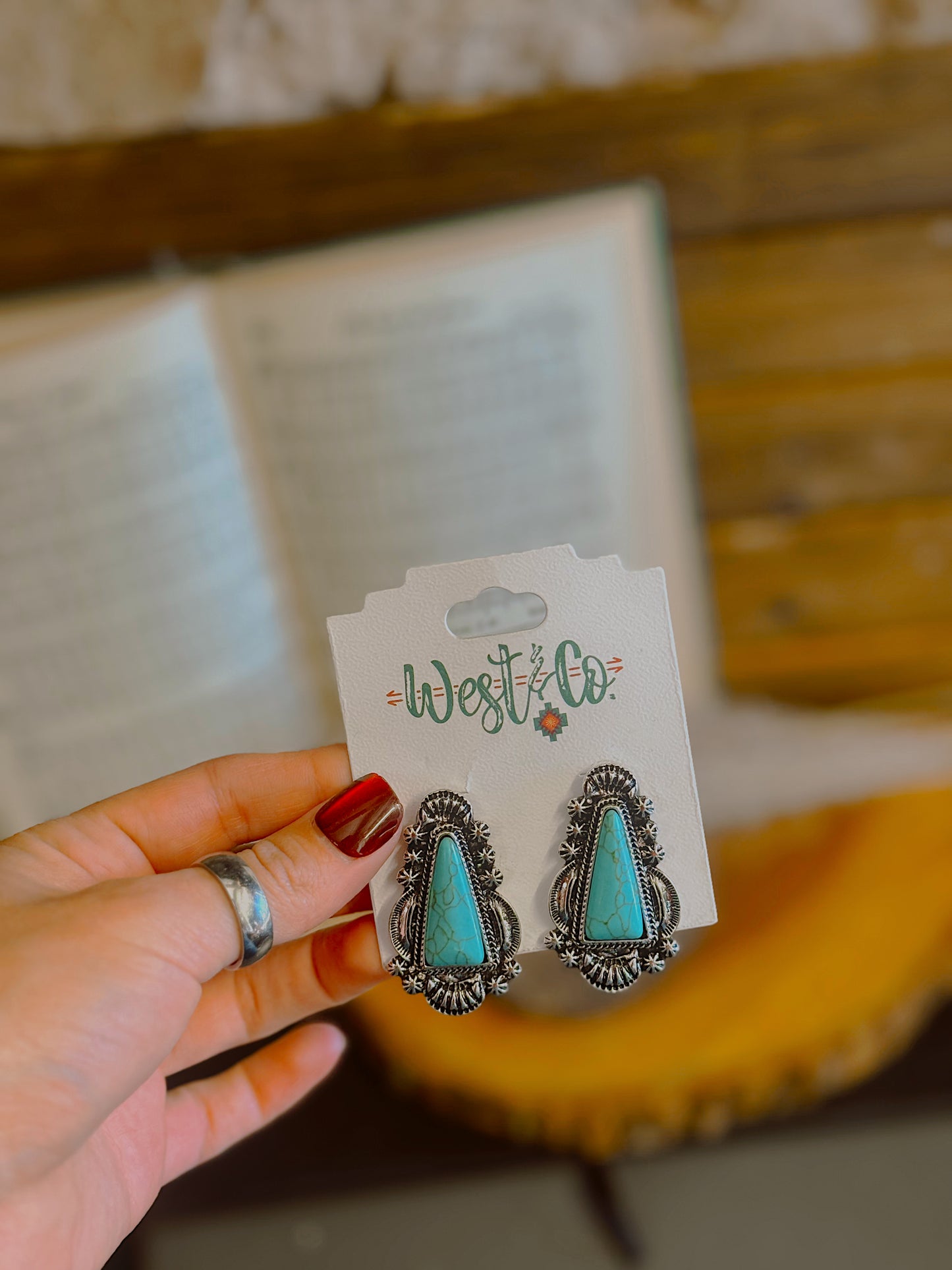 Turquoise Triangle Post Earrings