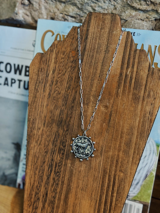 Western Bronco Horse Coin Necklace