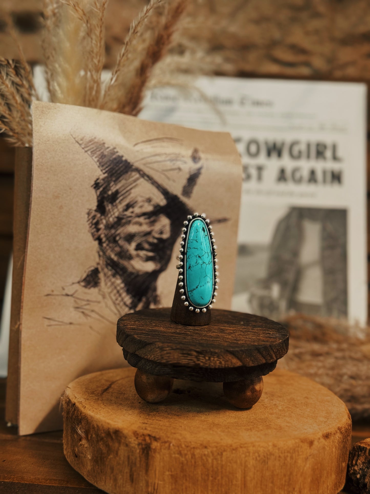 Turquoise & Studs Ring