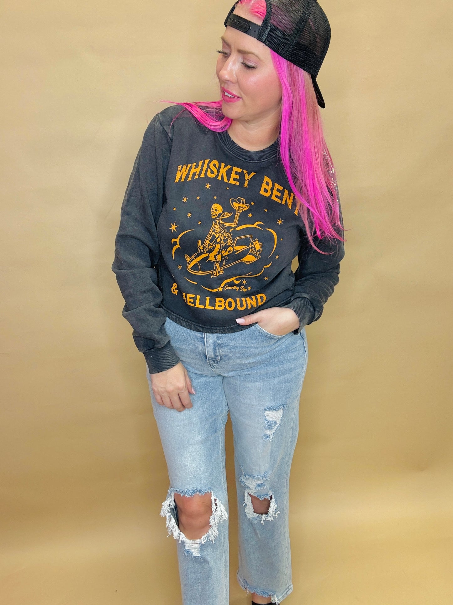 Whiskey Bent Hellbound Cropped Sweatshirt