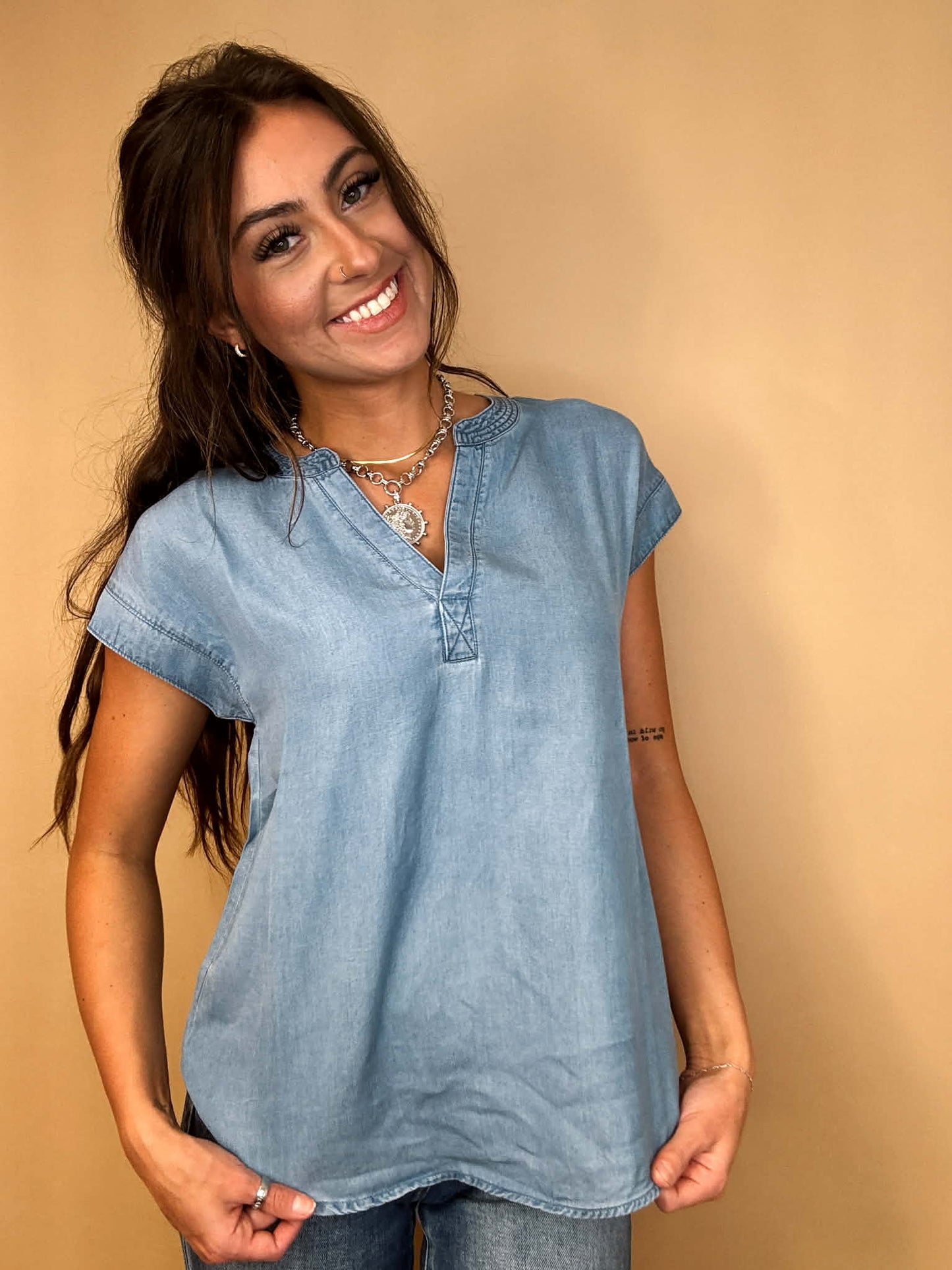 Cloud Nine Chambray Top