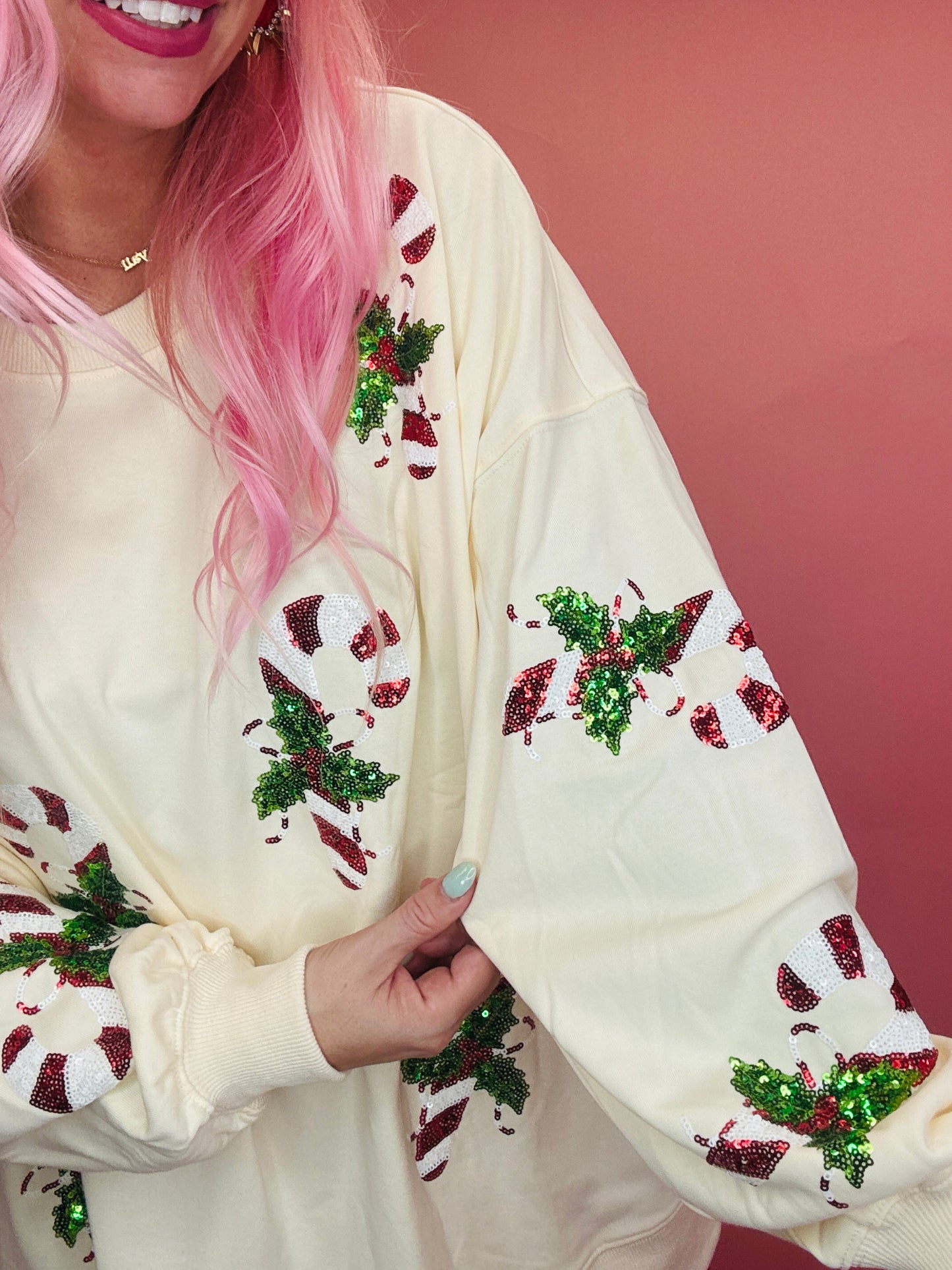 Candy Cane You Not Sequin Christmas Sweater