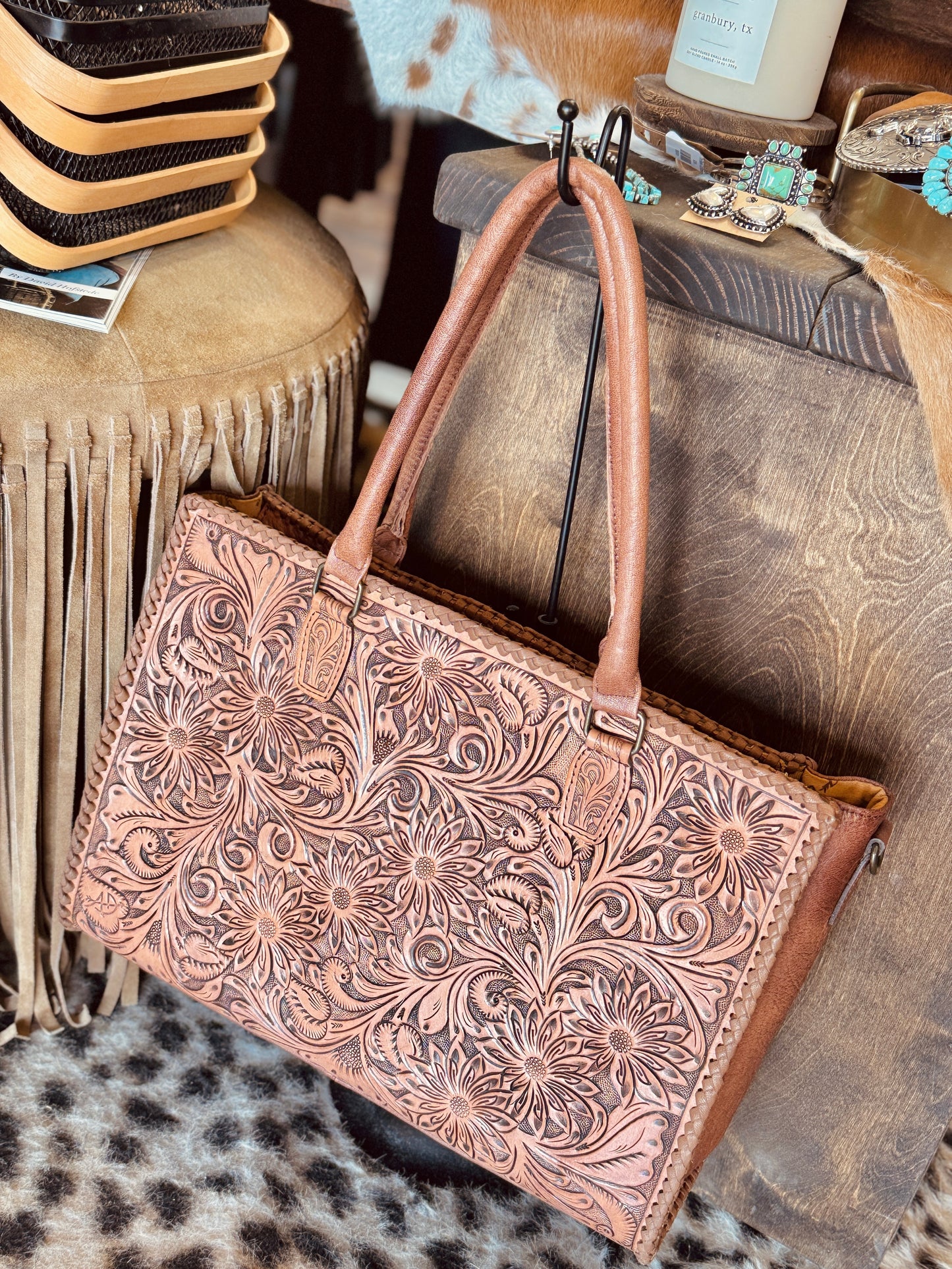 The Sheron Hand Tooled Leather Purse