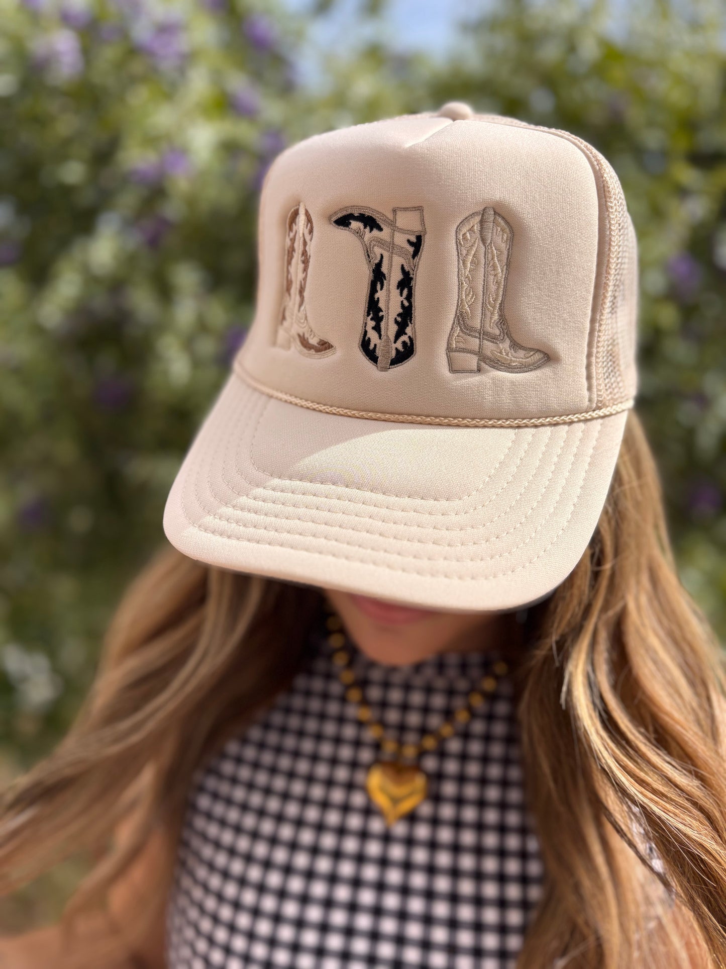 The Meagan Three Boot Trucker Hat