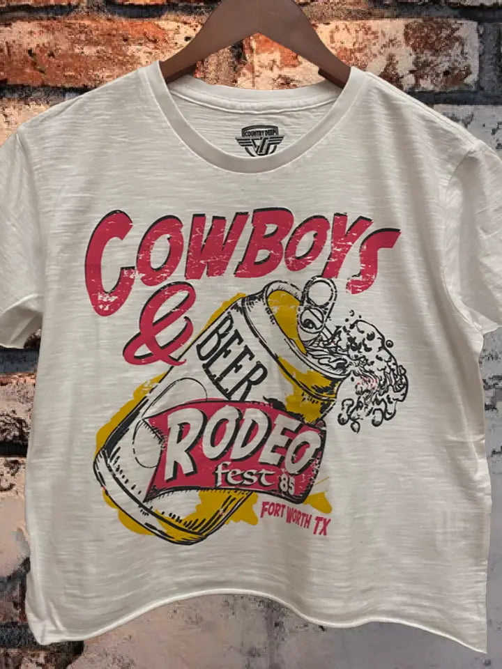 Cowboys and Beer Cropped Graphic Tee