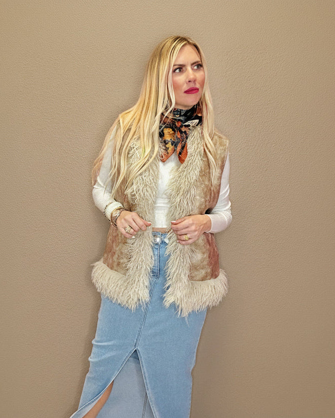 The Lucy Sherpa Suede Boho Vest