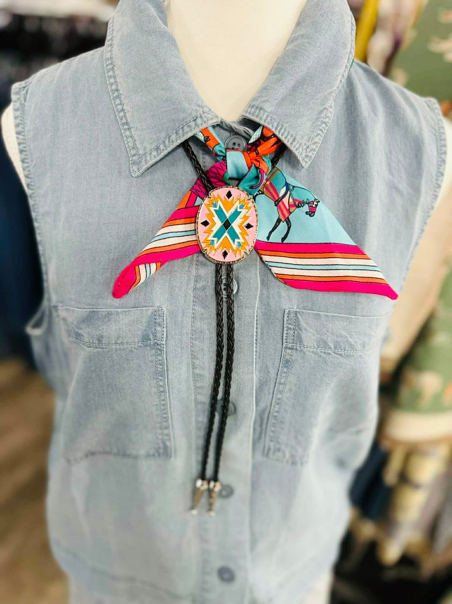 Southwestern Edge Bolo Necklace