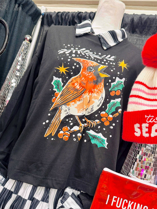 Red Bird Long Sleeve Top