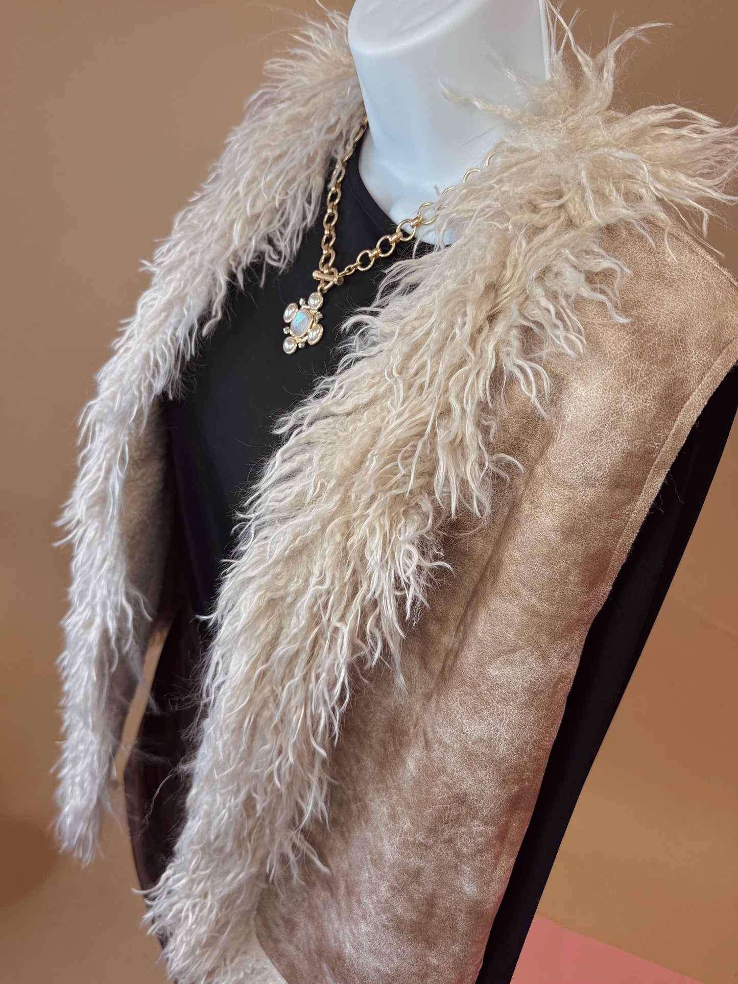 The Lucy Sherpa Suede Boho Vest