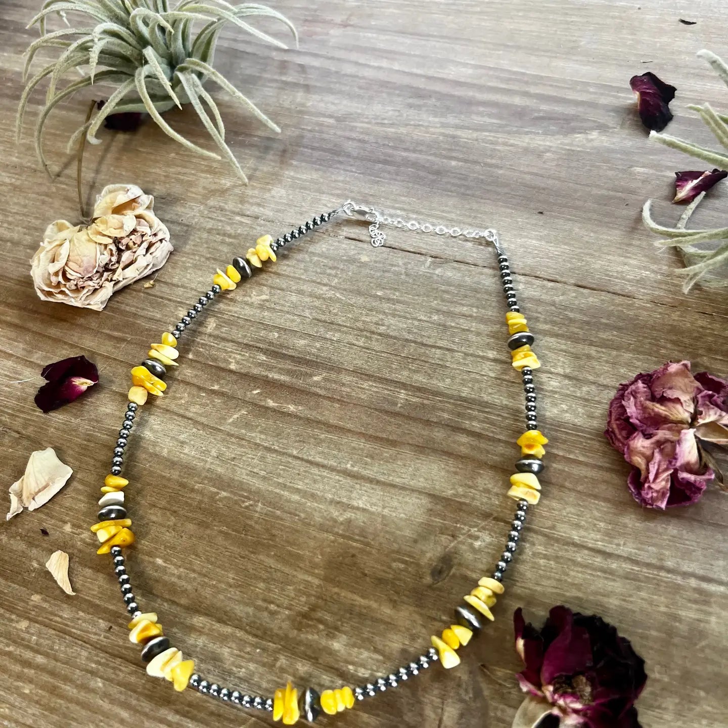 Sterling Silver Choker with Yellow Amber