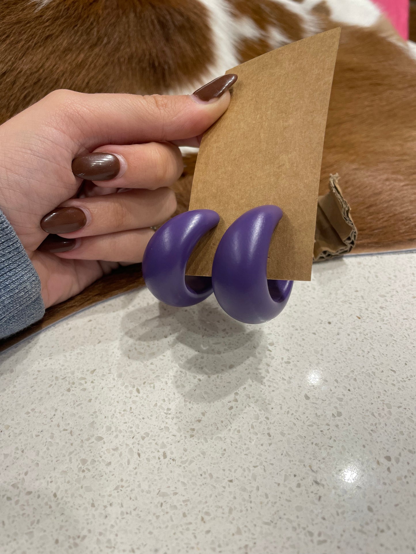 Purple Chunky Hoop Earring