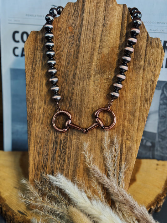 Snaffle Bit & Pearl Necklace
