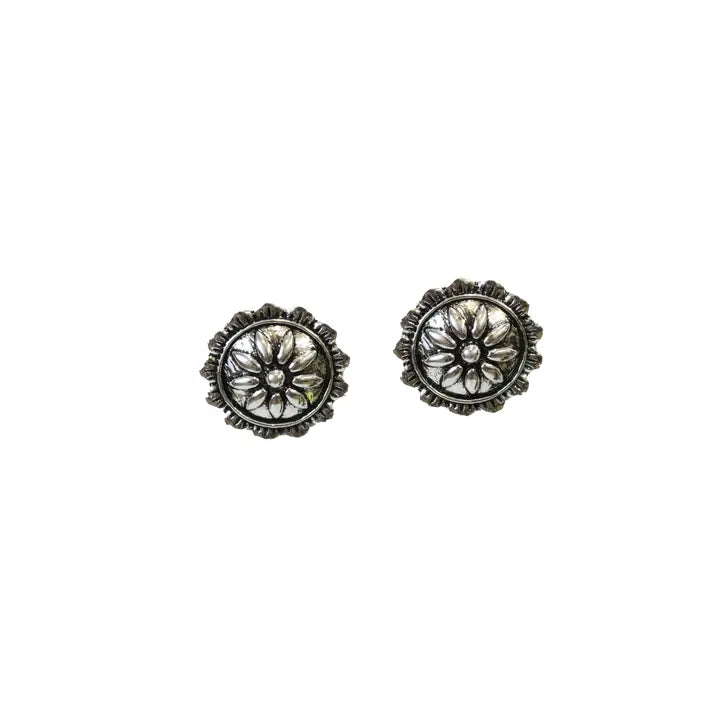 Burnished Flower Post Earring