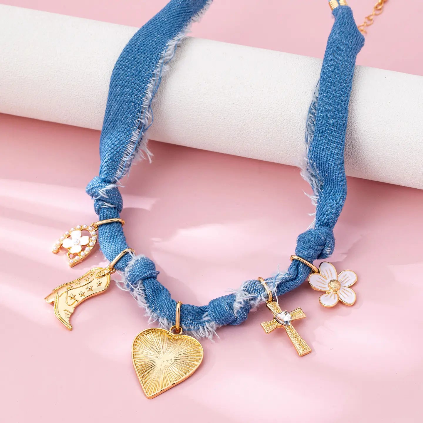 Denim Charm Necklace