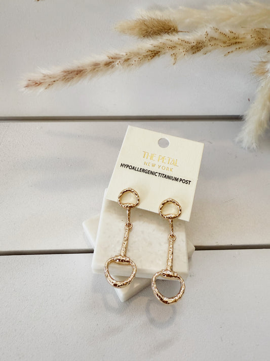 Golden Horsebit Dangle Earrings