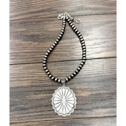 Silver Spur Concho Statement Necklace