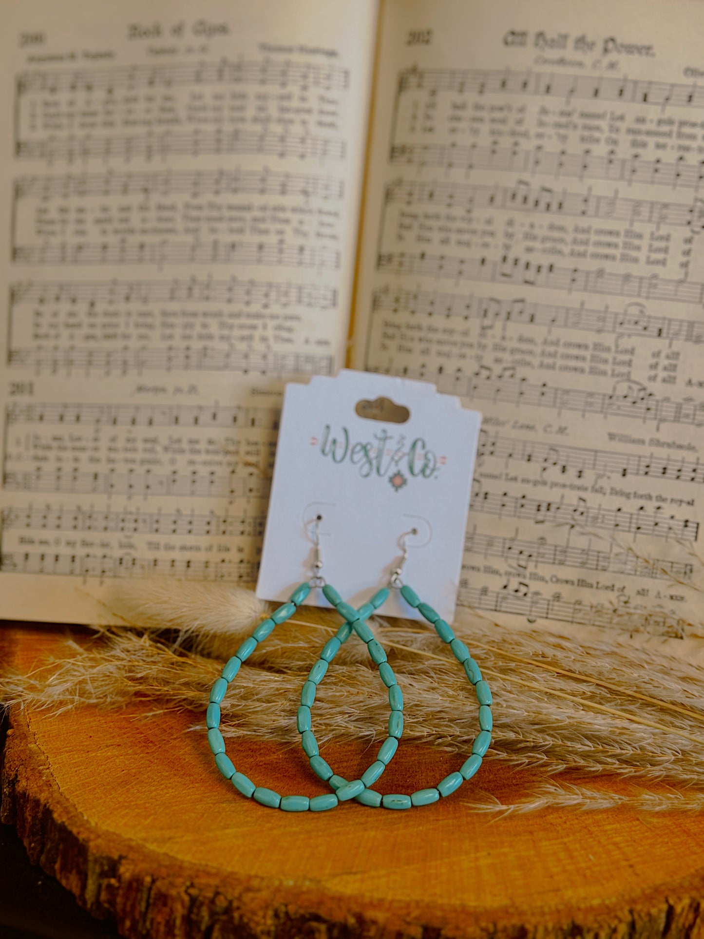 The Rainy Turquoise Beaded Hoop Earrings