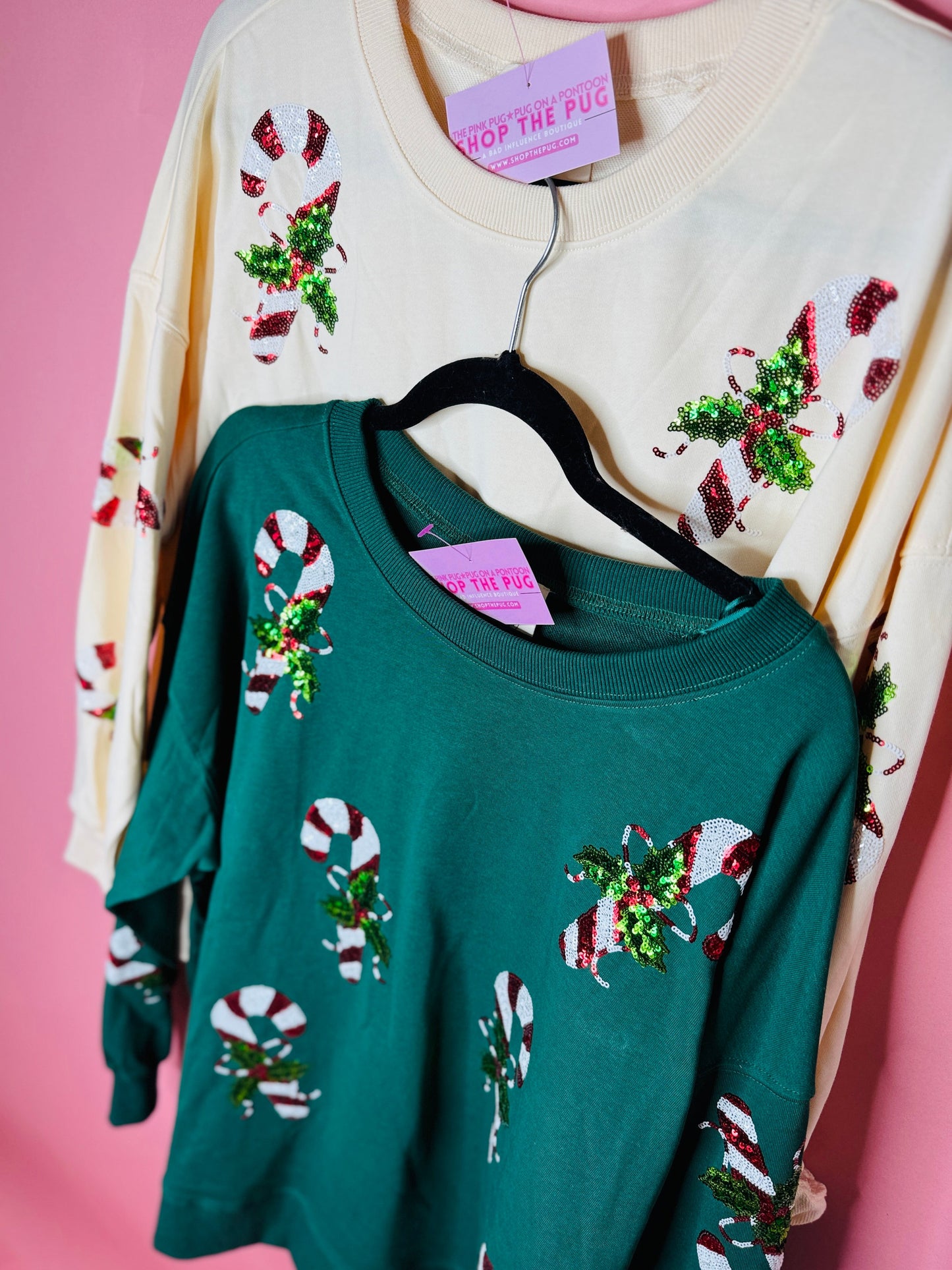 Candy Cane You Not Sequin Christmas Sweater