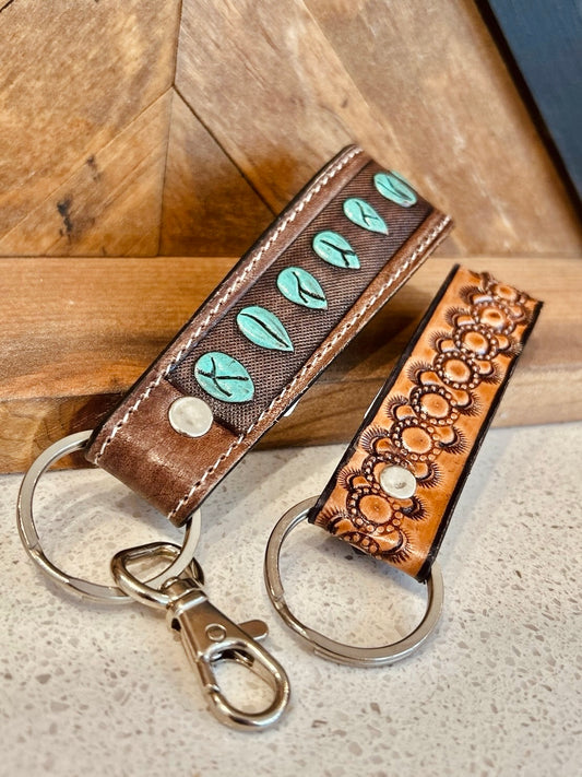 Tooled Leather Keychain - Small