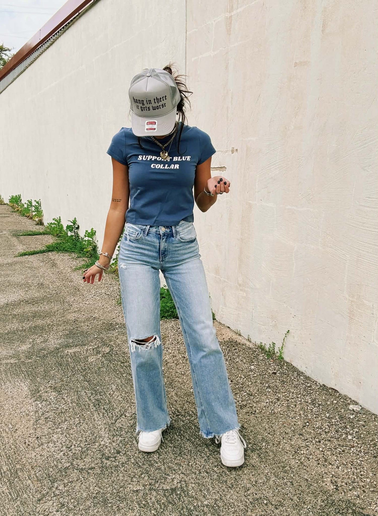 Support Blue Collar Baby Tee