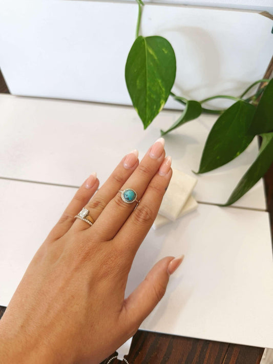 Authentic Esther White Circle Stone Ring #331