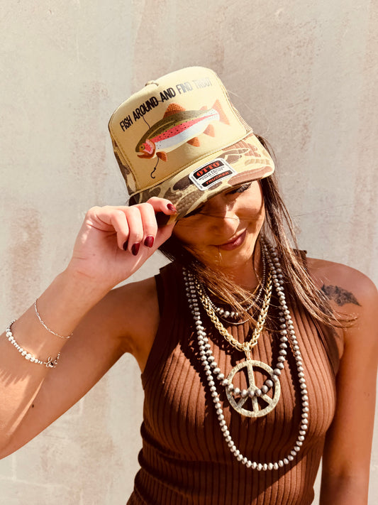 Fish Around & Find Trout Trucker Hat