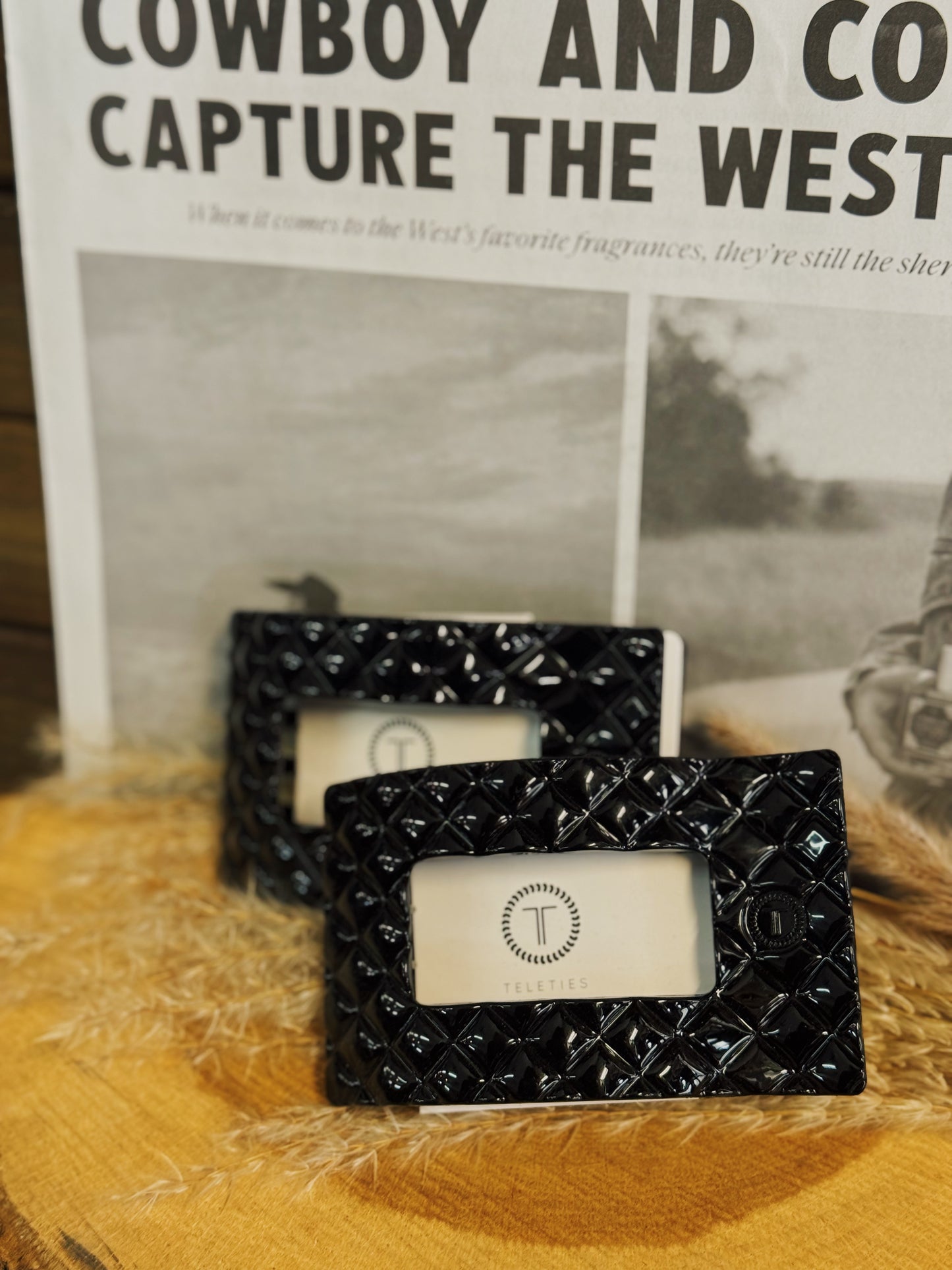 Jet Black Quilted Flat Rectangle Hair Clip