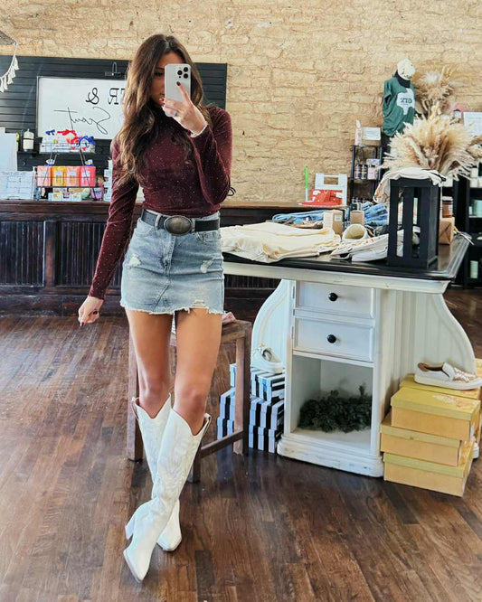 The Brynn Denim Stretch Skirt