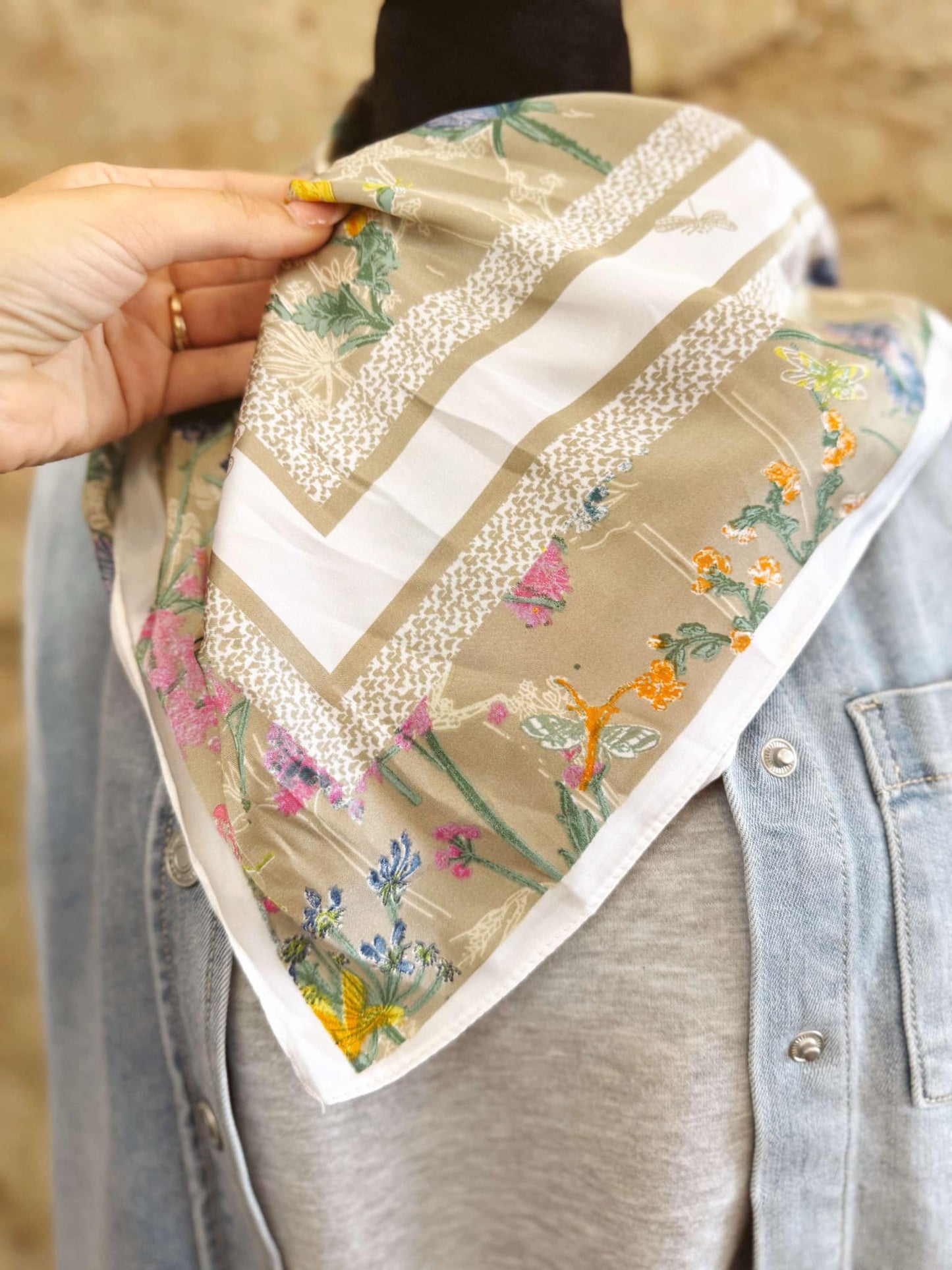 Meadow Stripe Floral Scarf