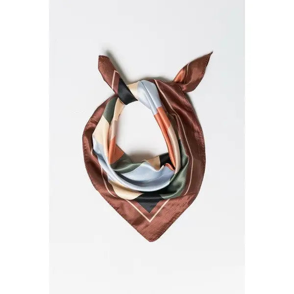 Brown Colorblock Silky Bandana