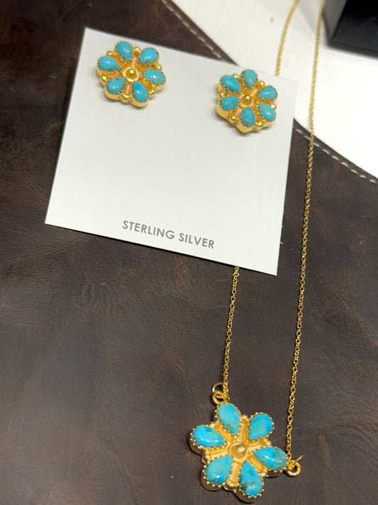 Authentic Gold Concho Turquoise Necklace