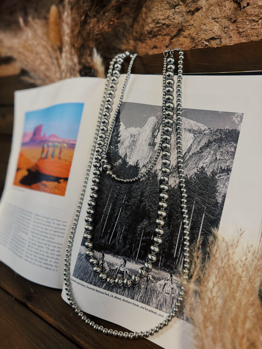 Gemma Silver Bead Strand Necklace
