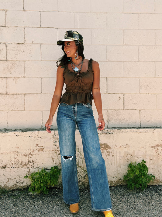 Sweet Escape Ruffle Tie Tank