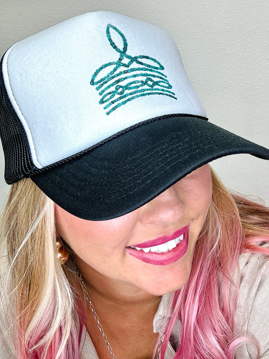 Turquoise Boot Stitch Trucker Hat