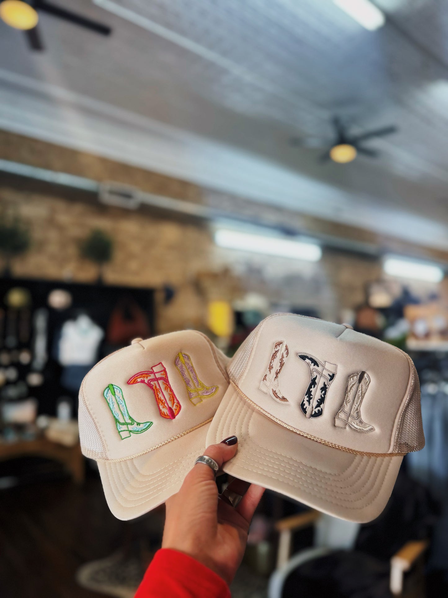 The Meagan Three Boot Trucker Hat