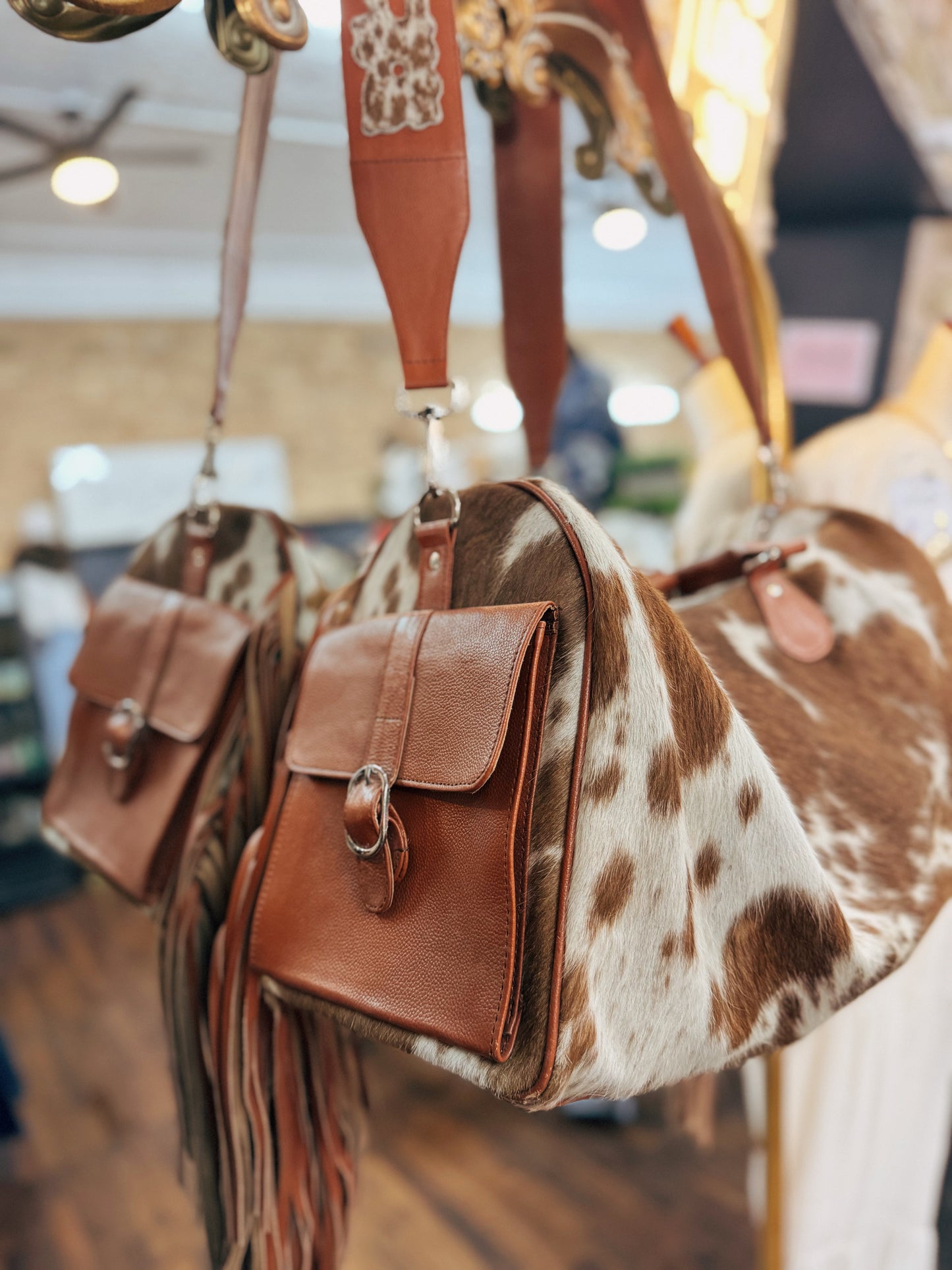 Fringe Cowhide Duffle Bag