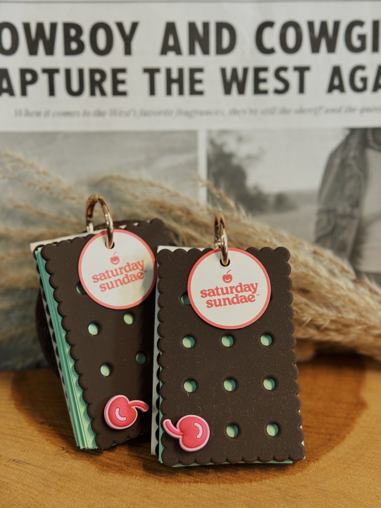 Mint Mini Ice Cream Sandwich Charm Note Cards