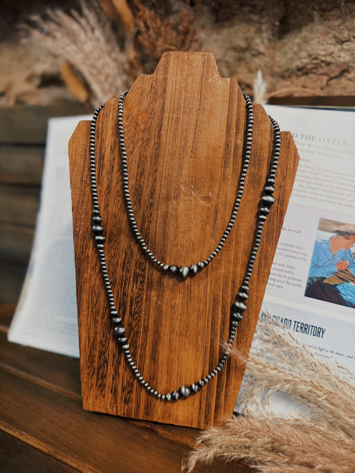 Silver Sage Layered Bead Necklace