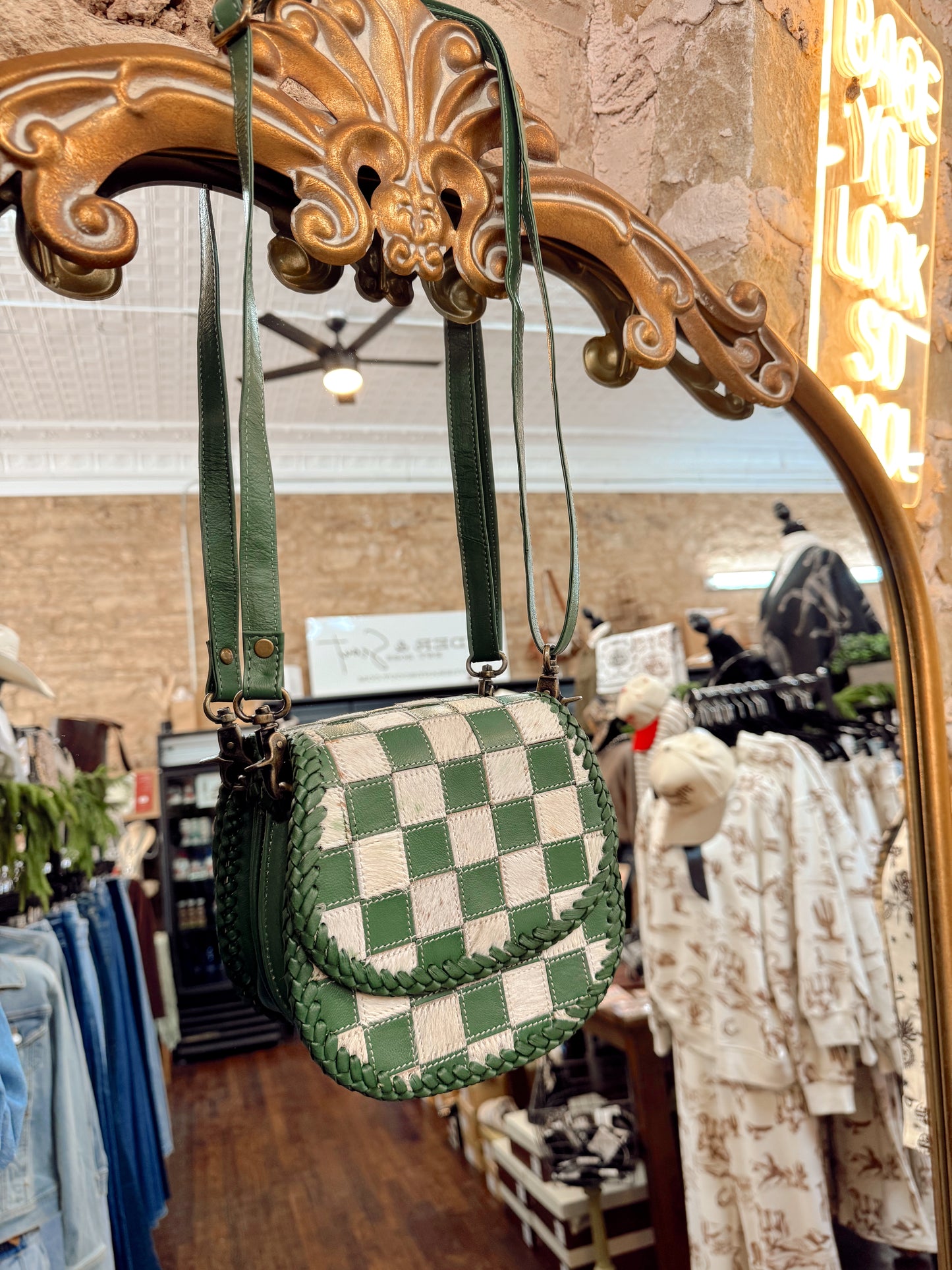 Verdant Rodeo Checkered Purse