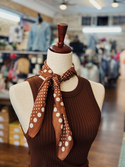 Mocha Polka Dot Bandana