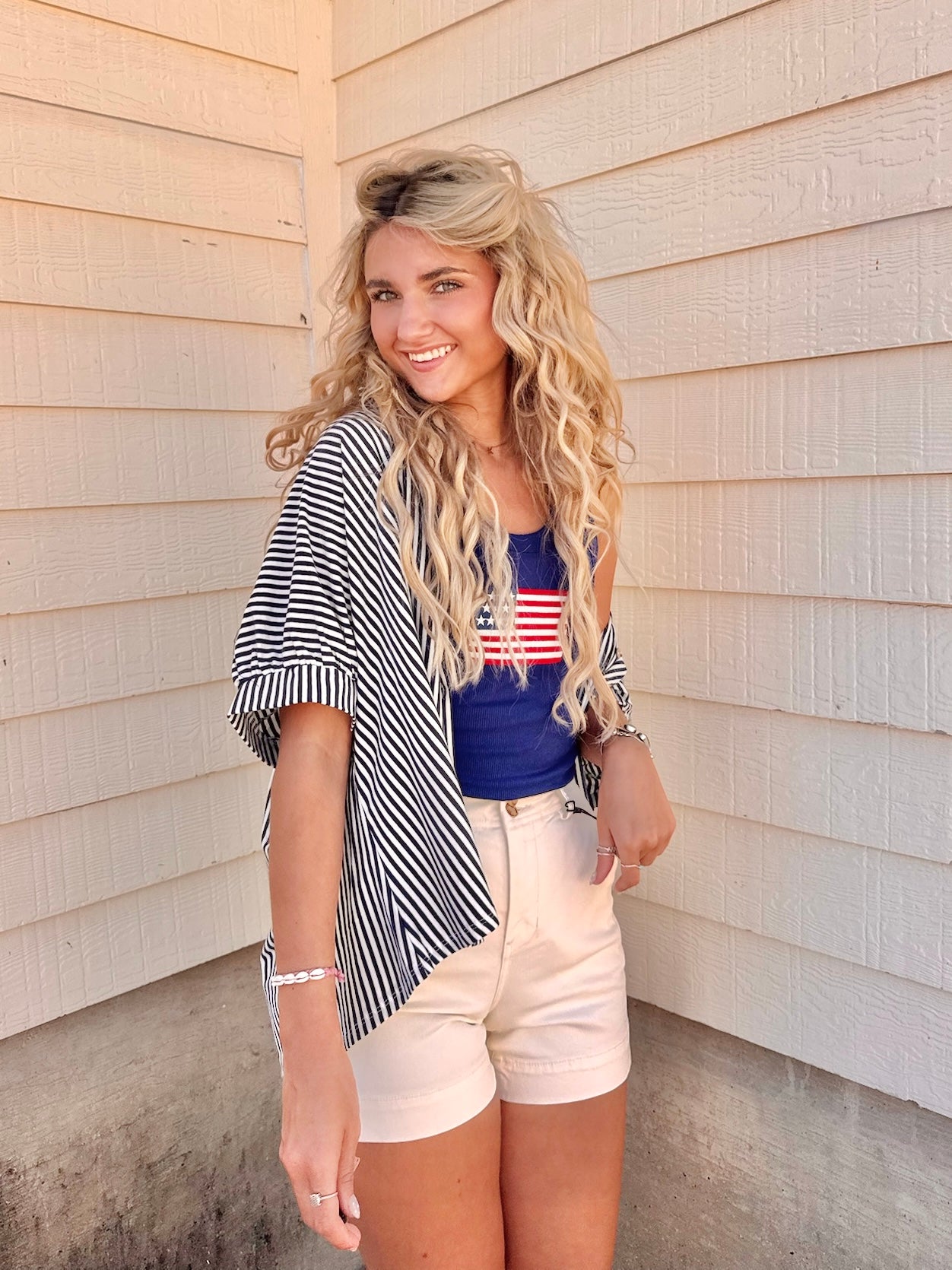 The Maddy Stripe Button Up Top