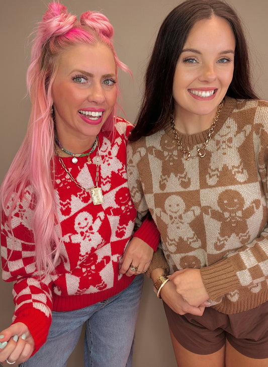 Gingerbread Checkered Sweater