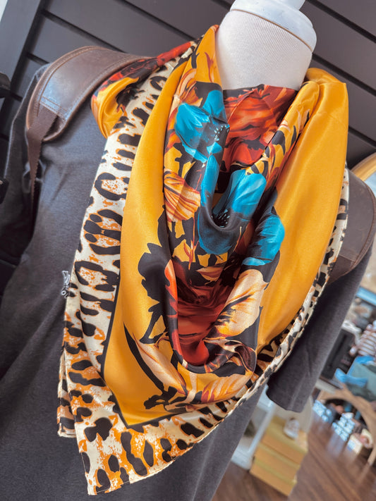 Mustard Rose Leopard Wild Rag