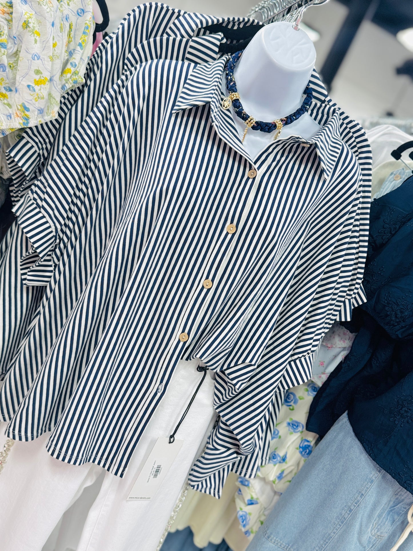 The Maddy Stripe Button Up Top