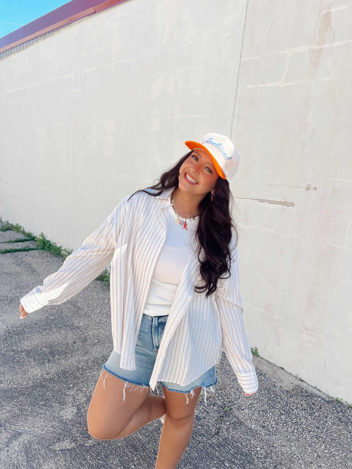 Just One More Stripe Button Up Top